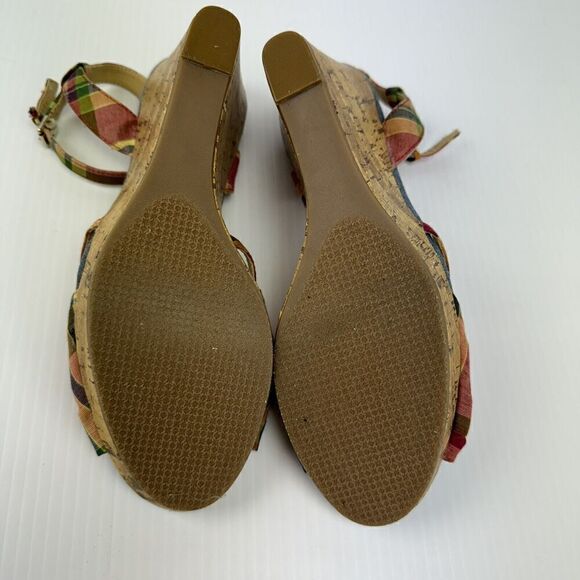 Tommy Hilfiger Inya Sandals Plaid Ankle Strap Wedge Heels Size 8.5 M - Picture 4 of 13